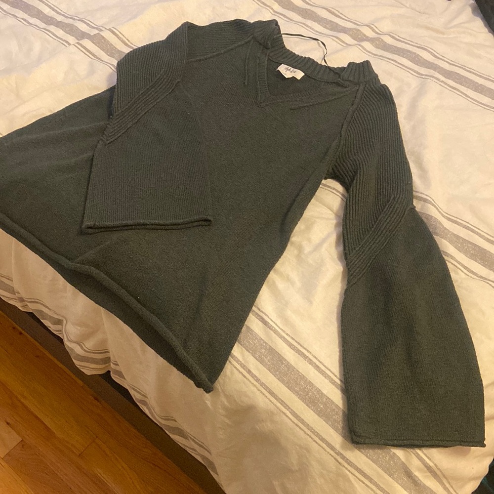 Green Bell Sleeve Sweater